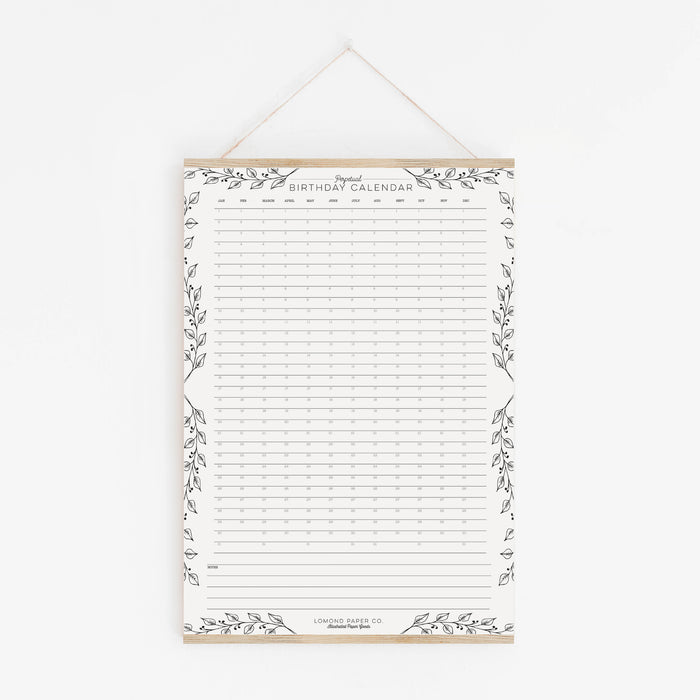 Perpetual Birthday Wall Planner A2