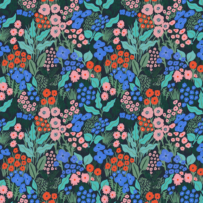 Midnight Blue Flower Meadow Recyclable Wrapping Paper Set - BLUE Eco Friendly Gift Wrap & Tags