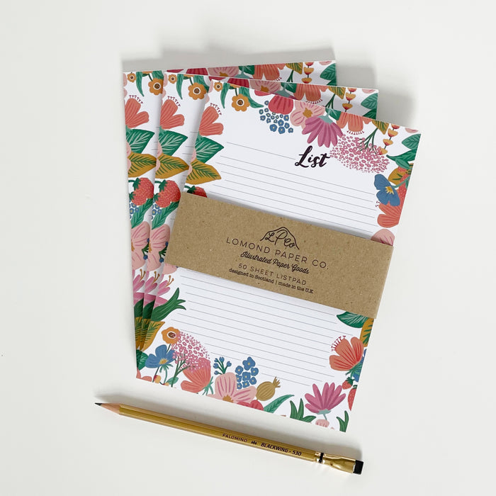 A5 Floral List Pad