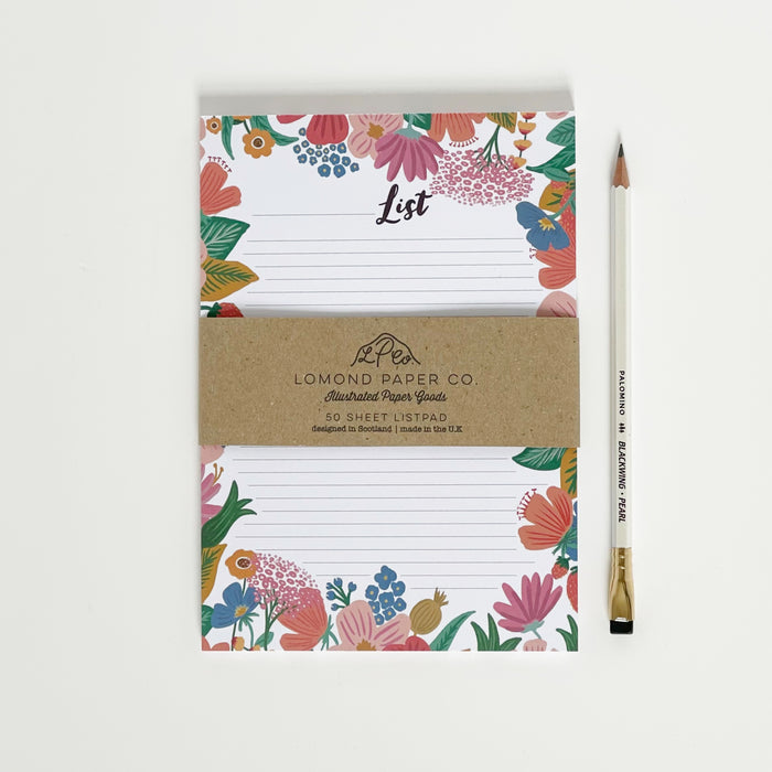 A5 Floral List Pad