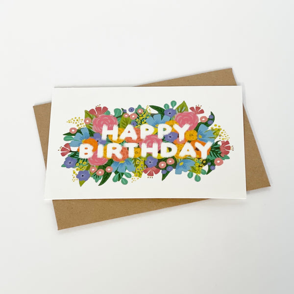 Happy Birthday - Flowers Vintage White