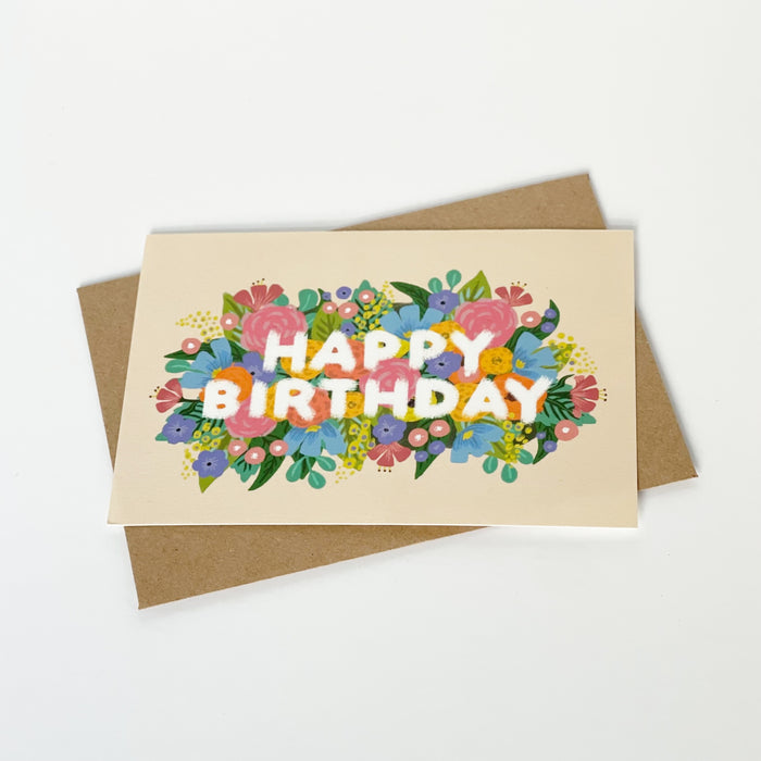 Happy Birthday - Flowers Vintage Cream