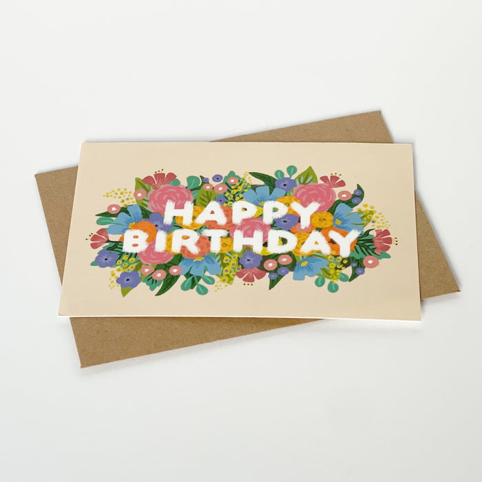 Happy Birthday - Flowers Vintage Cream