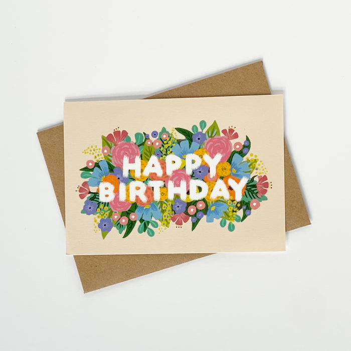 Happy Birthday - Flowers Vintage Cream