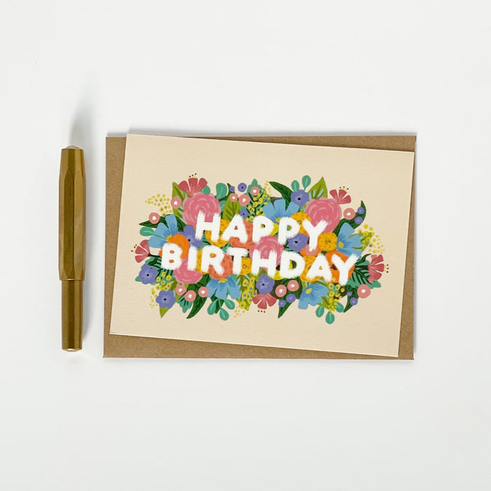 Happy Birthday - Flowers Vintage Cream