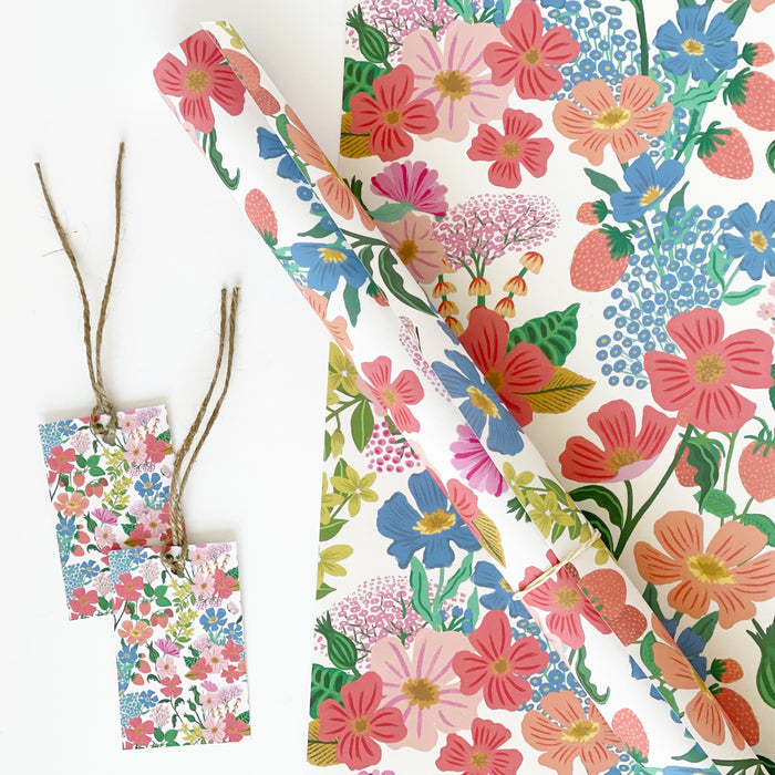 Summer Flowers Cream - Eco Friendly Gift Wrap & Tags
