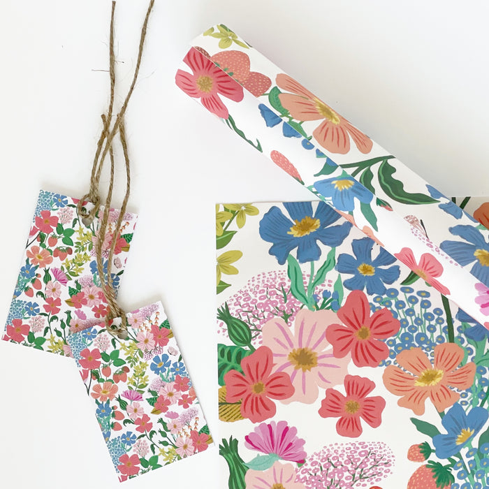 Summer Flowers Cream - Eco Friendly Gift Wrap & Tags