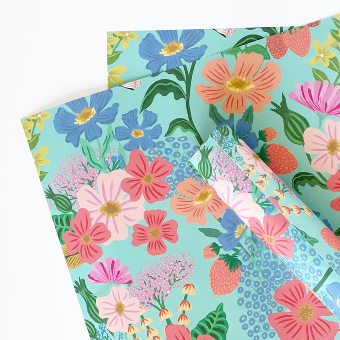 Summer Flowers Green - Eco Friendly Gift Wrap & Tags
