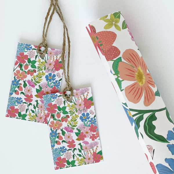 Summer Flowers Cream - Eco Friendly Gift Wrap & Tags
