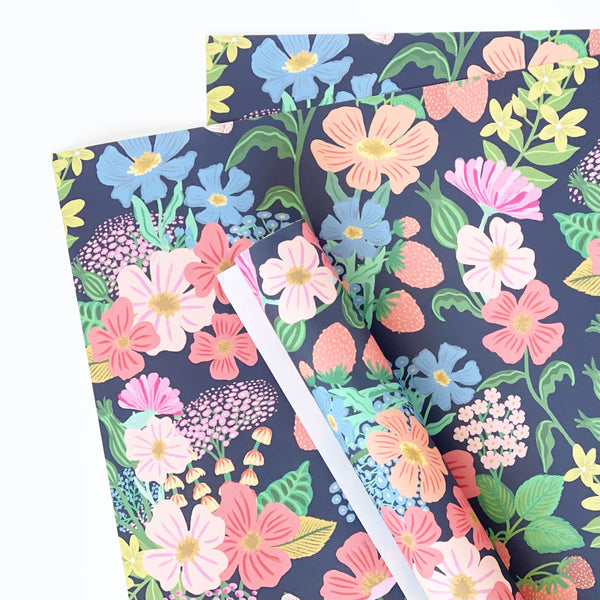 Summer Flowers Black - Eco Friendly Gift Wrap & Tags