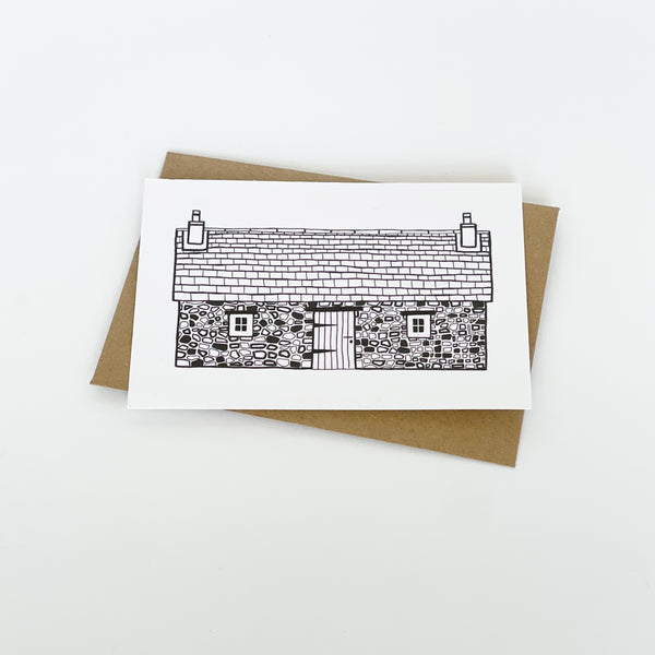 Scottish Bothy - Monochrome Greeting Card