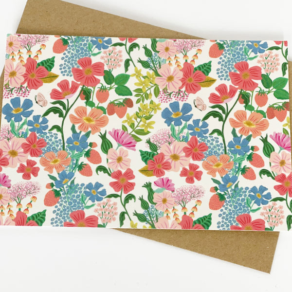 Summer Flowers Cream Greeting Card Blank