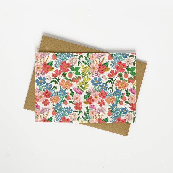 Summer Flowers Cream Greeting Card Blank