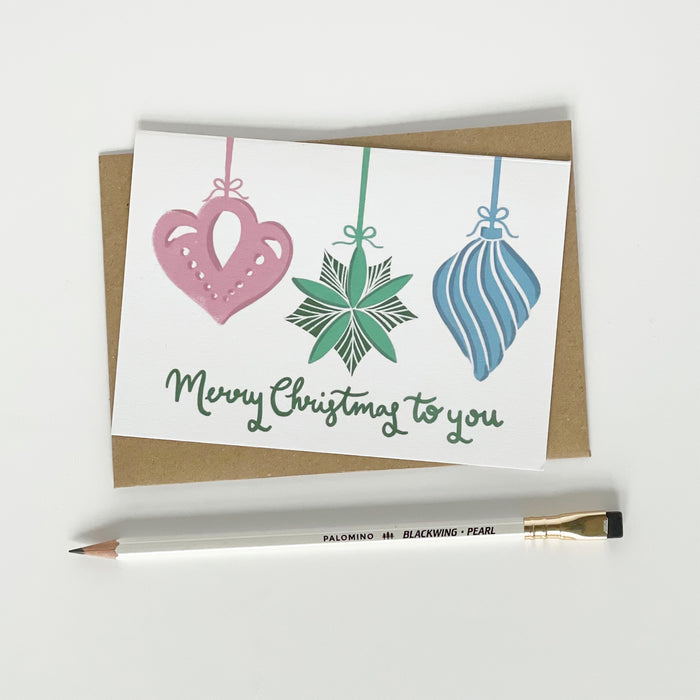 Merry Christmas to you baubles card