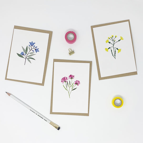 Pack of 6 Illustrated Flower Cards