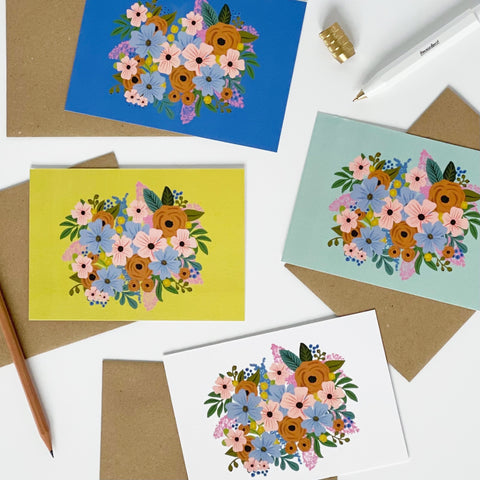 Colourful Flower Card Set of 8