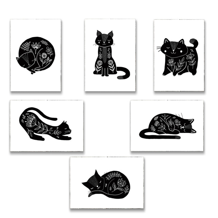 SALE Cat Postcards - Set of 6 ink drawings