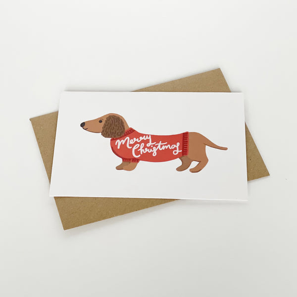 Dachshund Dog Merry Christmas card