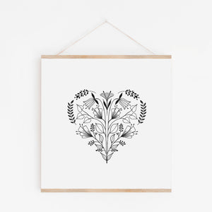 Floral Folk Heart Art Print