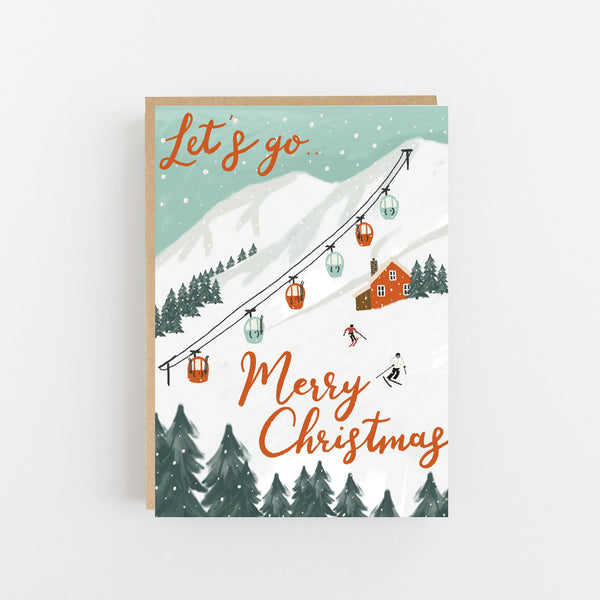 Let's Go - Merry Christmas Ski-ing - Lomond Paper Co.