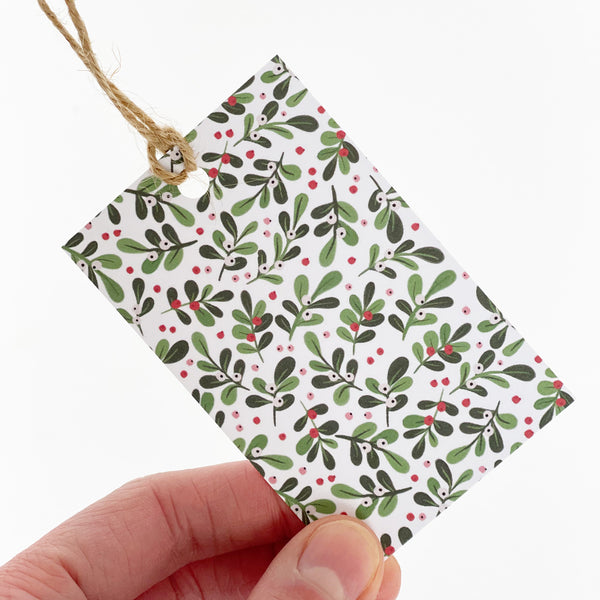 Christmas WHITE Mistletoe Gift Wrap & Tags