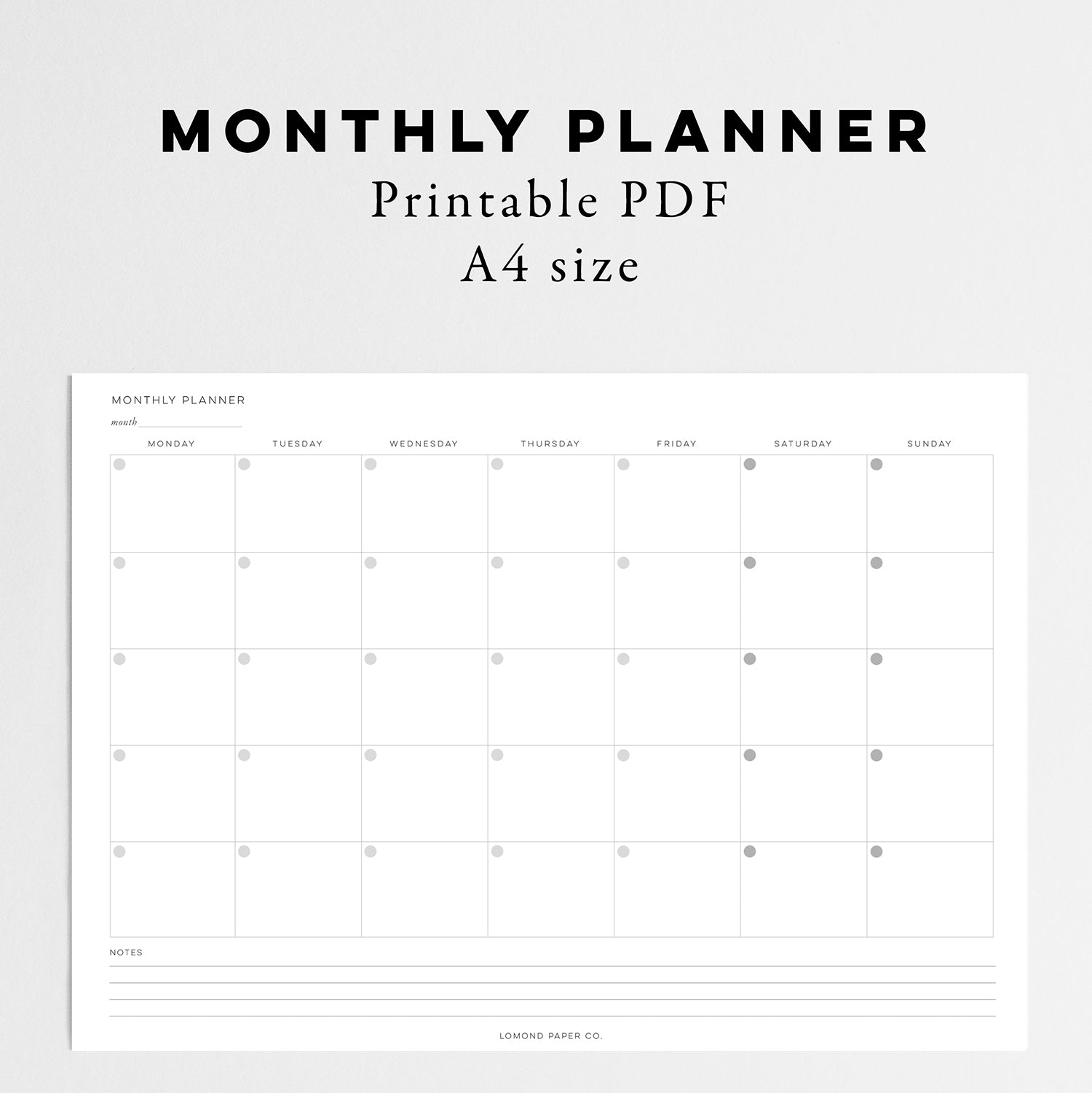 Monthly Planner - Instant Download