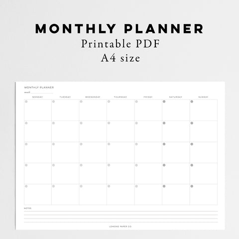 Monthly Planner - Instant Download