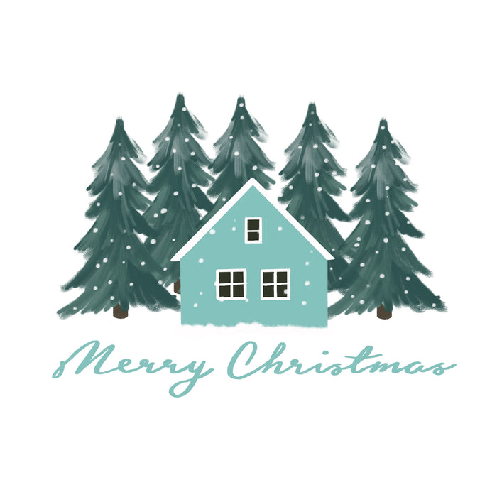 Scandinavian Aqua House "Merry Christmas"