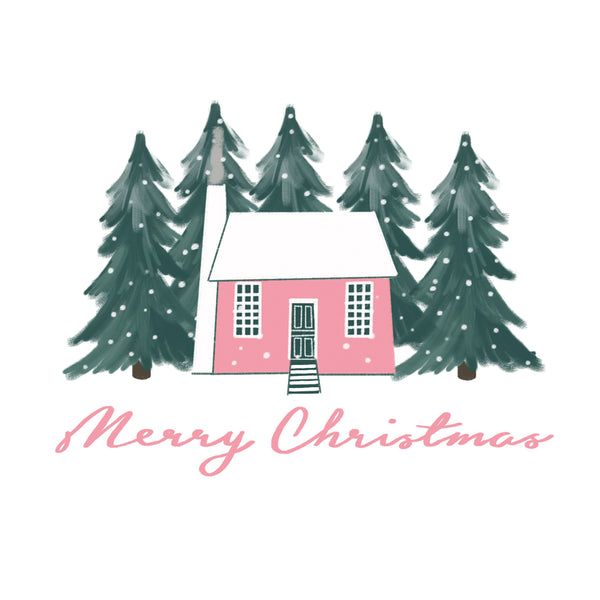 Scandinavian Pink House "Merry Christmas"