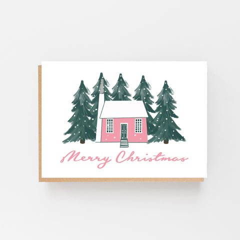 Scandinavian Pink House "Merry Christmas"