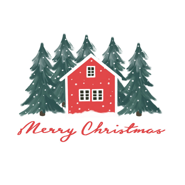 Scandinavian Red House "Merry Christmas"