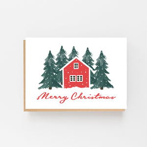 Scandinavian Red House "Merry Christmas"