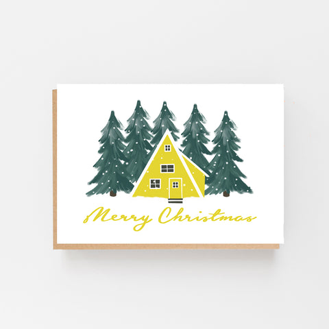 Scandinavian Yellow House "Merry Christmas"