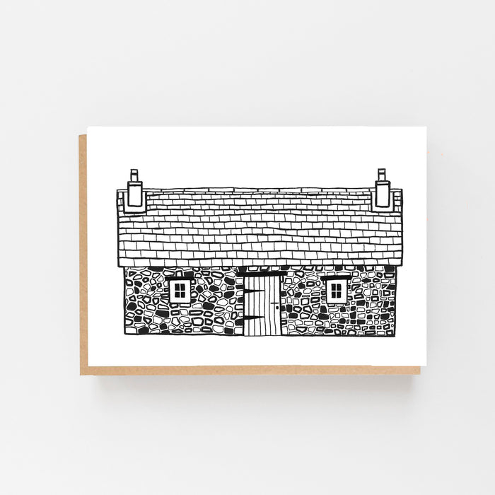 Scottish Bothy - Monochrome Greeting Card
