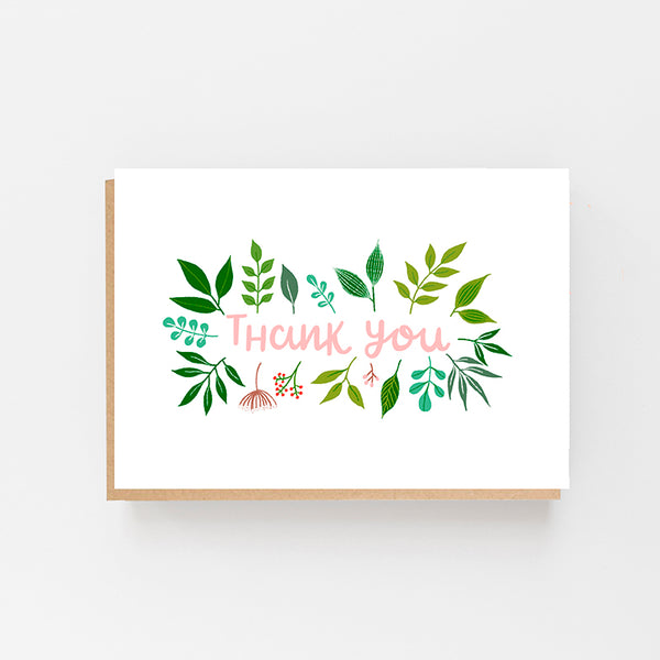 Set of 8 - Thank You Cards - Leaf Design