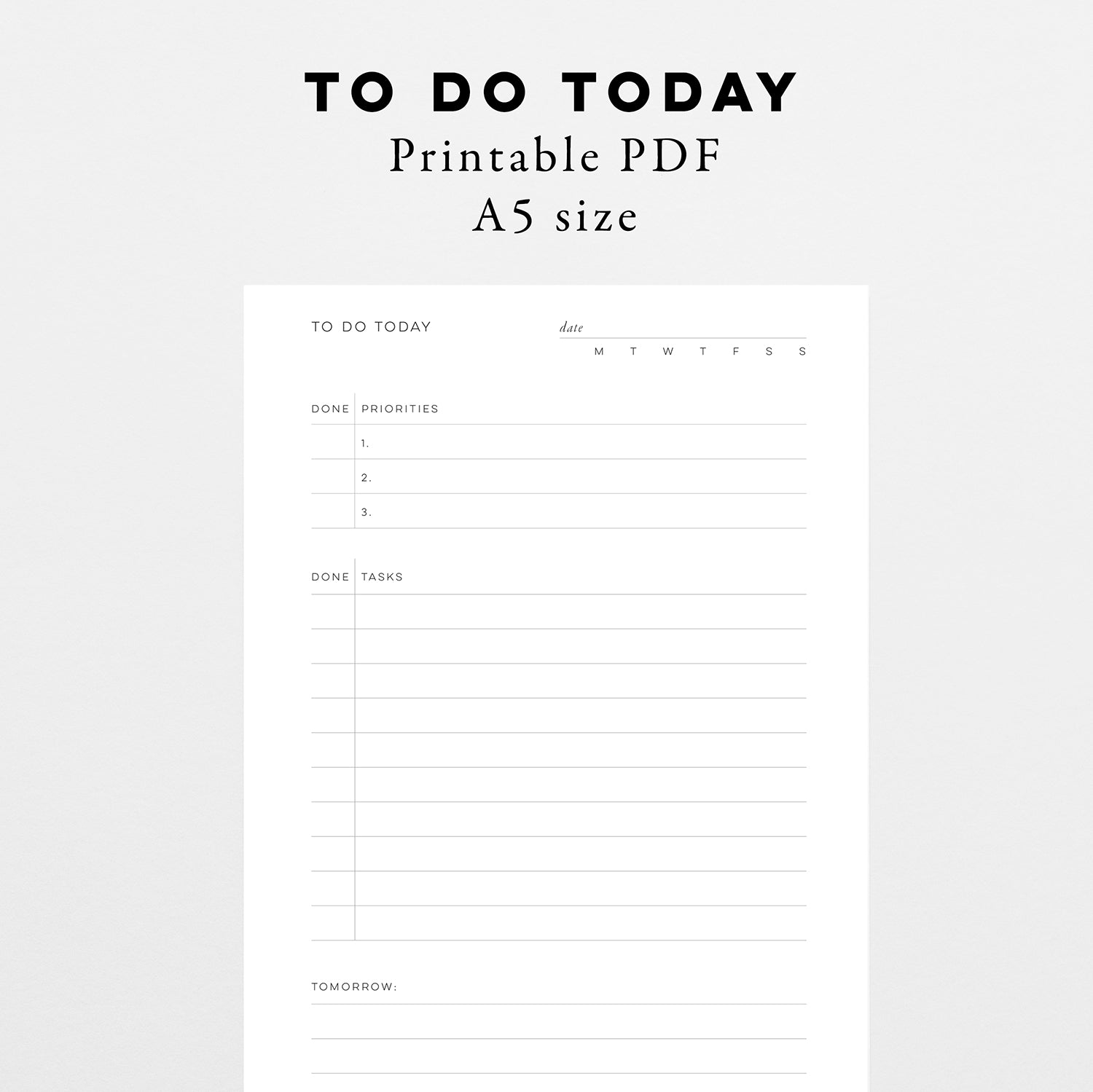 To Do Today - Instant Download