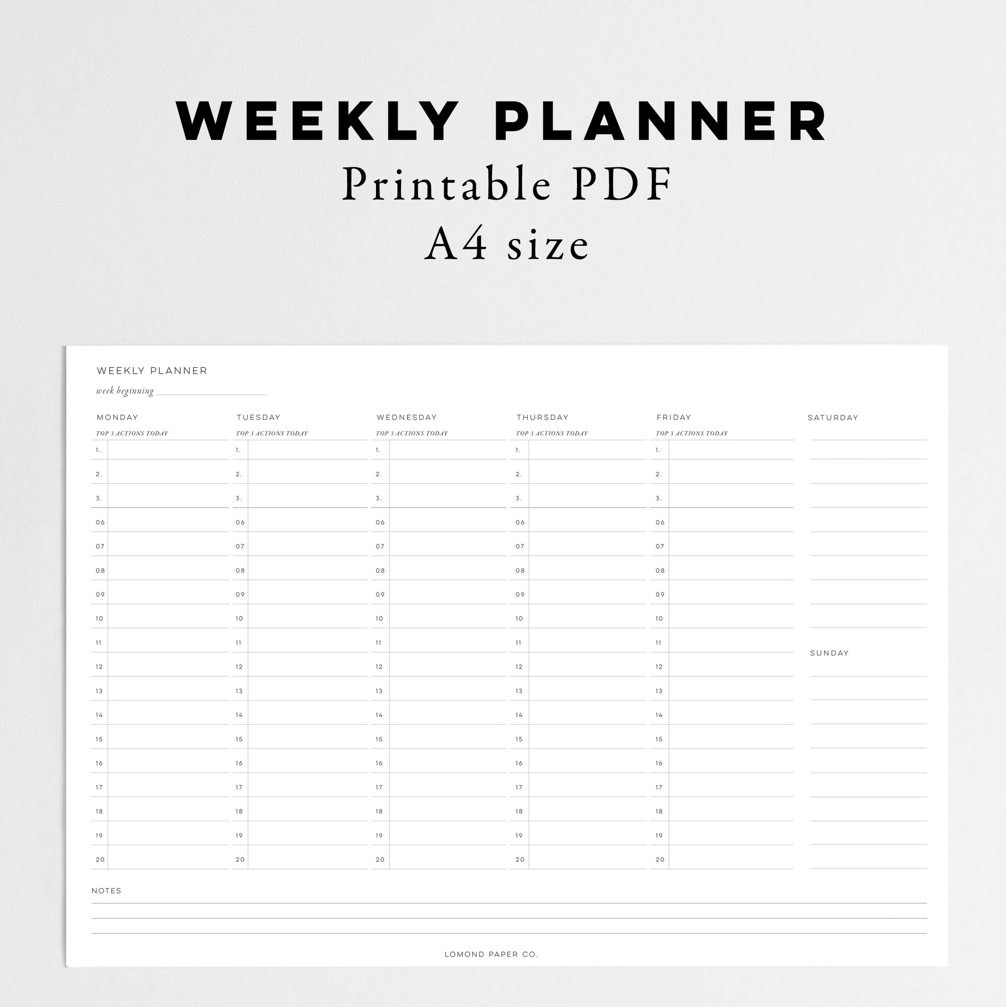 A4 Weekly Planner - Instant Download – Lomond Paper Co.