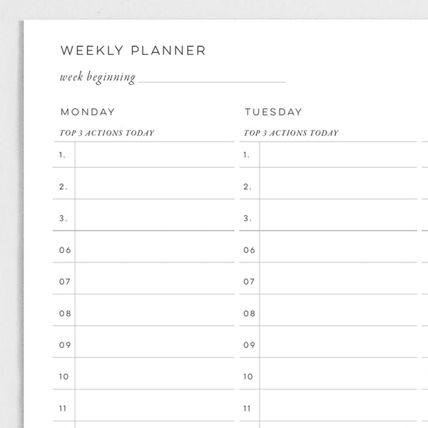 weekly planner - printable pdf - A4 weekly planner